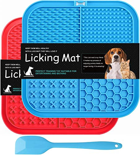Leckmatte Hund, BPA-frei, 2er Pack Leckmatte für Hunde, superstarker Saugkraft, Hunde leckmatte für Hundebaden, Trainieren, Fellpflege & Klauenpflege
