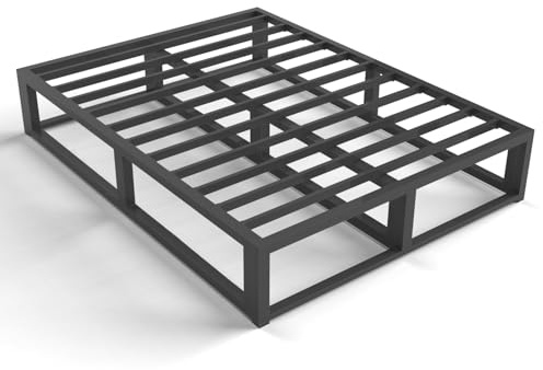 Bilily 10 Inch Queen Bed Frame with Steel Slat Support,Low Profile Queen Metal Platform Bed Frame Support Mattress Foundation,No Box Spring Needed,Easy Assembly,Noise Free