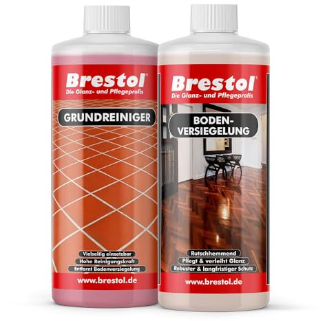 BRESTOL® GRUNDRENGÖRE 1 000 ml koncentrat + markförsegling 1 000 ml för grundlig golvrengöring och efterföljande tätning av laminatgolv, parkettgolv, klinkergolv, plattgolv och mycket mer.