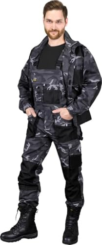 REIS FORECO-B Arbetsbyxor för män | Skyddsbyxor | Ladda | Arbetsbyxor | Arbetsbyxor | Sele | Sele | Jumpsuit | Camo- svart | Storlek: 58