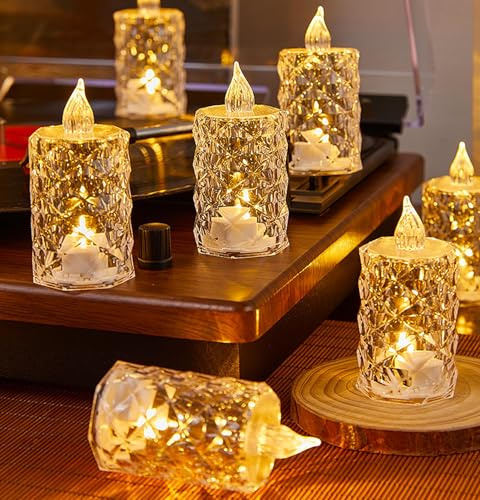 AYMXZT Lot de 12 bougies chauffe-plat LED sans flamme alimentées par piles pour mariage, bureau, table à manger, décoration de fête de Noël