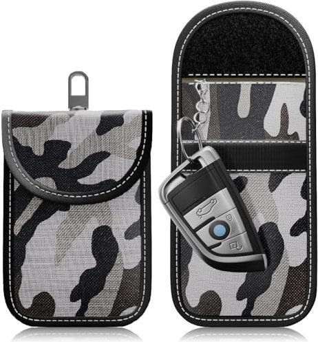 2 Stück FOAMO Keyless Go Schutz Autoschlüssel Funkschlüssel RFID Abschirmung Blocker Schlüssel-Tasche Schlüsseletui Oxford Camouflage