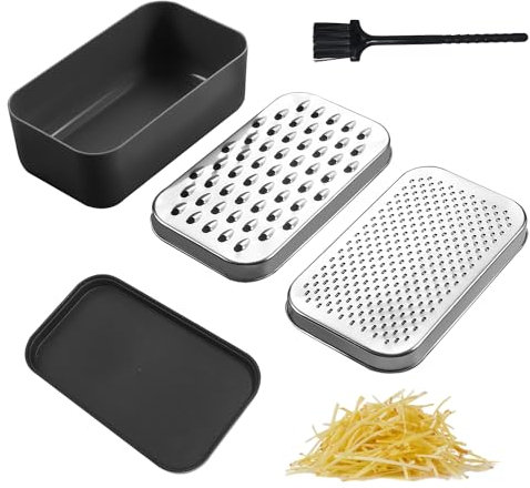 1 set di grattugia per formaggio con spazzola da 1 pezzo, grattugia per scatola con contenitore e coperchio, grattugia da cucina in acciaio inox, tritatutto multifunzionale, pelapatate per verdure,