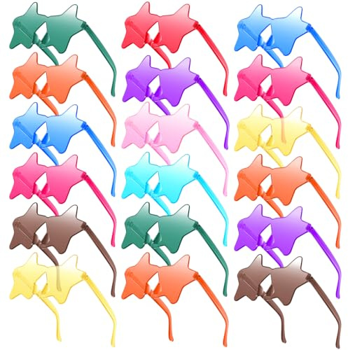 Morcheiong 10/20/30/40 Pack Star Sunglasses Colorful Rimless Sunglasses, Cool Pool Wedding Party Favor Pentagram Glasses (20, mixed color)