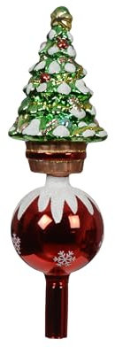 Kaemingk Christbaumspitze Glas Weihnachtsbaum 29cm hoch - aussergewöhnliche Baumspitze Weihnachtsbaumspitze - Christbaumschmuck & Weihnachtsbaumschmuck - Rot Grün