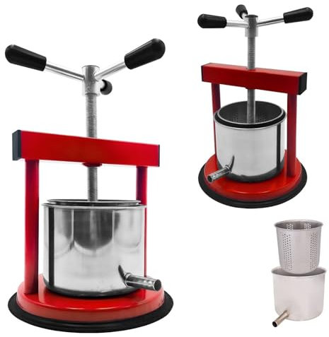 Maka Torchio per Melanzane UVA Torchietto Premitutto Piccolo Grande Diverse Dimensioni in Acciaio Inox o Alluminio Pressofuso Filtro Scarico Facile Utilizzo UVA (Acciaio Inox 1.5 Litri Rosso)