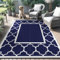 GENIMO Outdoor Teppich Wetterfest 150x240cm, Waschbarer Picknickdecke Wendbar UV-bestandig Plastik-Strohhalm Mattee, Außenteppich für Wohnmobil, Deck, Hinterhof, Garten, Balkon, Pool, Blau & Weiß