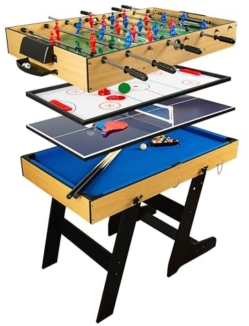 Leomark Multifunktionaler Spieltisch aus Holz /15-in-1/ Tischfußball, Billard, Tischtennis und mehr – Komplettes Spielset für die ganze Familie Kinder Höhe: 82 cm