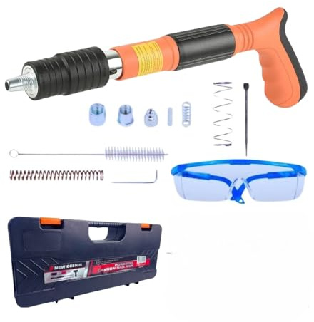 Sparachiodi, Pistola Sparachiodi, Spara Chiodi per Cemento e Ferro Attrezzo per Rivettare le Pareti, Chiodatrice per Pareti in Calcestruzzo e Metallo, con Valigetta Accessori
