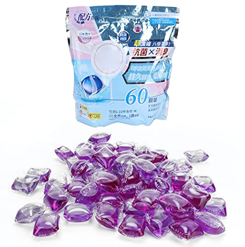 60PCS 8g Laundry Pods, Detergent Pods for Laundry Capsule Dissolve Cleaner Laundry Beads for Washing Clothes (Purple Lavender)