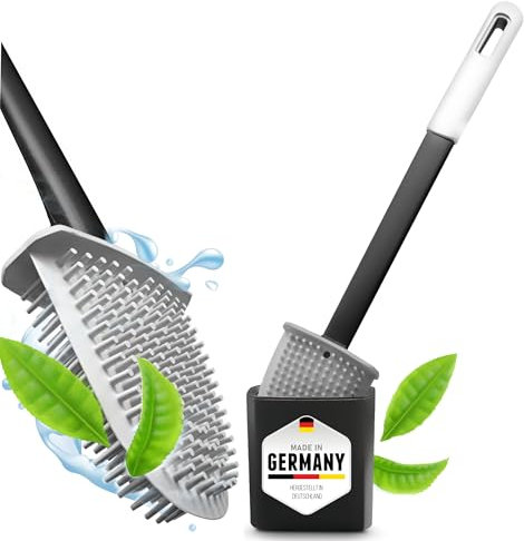 Silicone Toilet Brush, Flat Toilet Brush, for Bathroom, Motorhome, Antibacterial, Hygienic Cleaning, Modern Bathroom Accessories, Made in Germany (1)