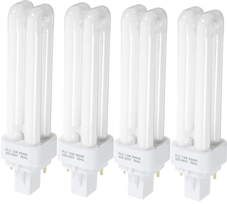 SOIMISS Bombillas Fluorescentes Compactas de 2 Pines y Doble Tubo 13w, 4 Unidades, Ahorro de Energía y Alta Fiabilidad para Iluminación Doméstica