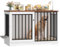 FirFurd 120cm Jaula para Perros,Mesa Auxiliar con Puerta corredera, Jaula Perro Grande para Casa de Madera,para Animales Acero para Perros Medianos y Grandes 120 x 90 x 60 cm (Blanco+Marrón)