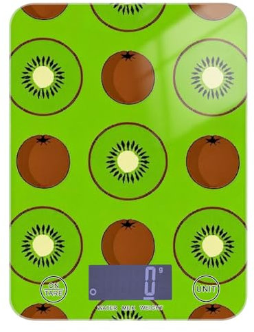 Green Kiwi Pasto Prep Bilancia da cucina digitale da 5 kg/5 g, bilancia da cucina con 4 unità per (utente) (utente) (utente) báscula para pesar Personas
