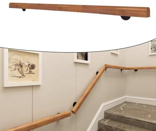 Main courante en bois de pin 50 cm pour escaliers et murs avec prise en main sûre et bord antidérapant