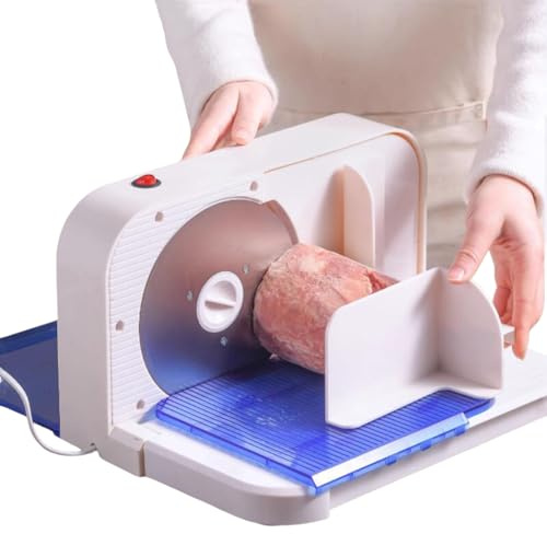 Máquina De Cortadora De Alimentos Eléctricos Cortadora De Carne Para Delicatessen, Carne, Pan, Queso, Salchicha, Verduras Espesor Ajustable 0-15 Mm Cuchilla De Acero Inoxidable Extraíble 190 Mm 200 W