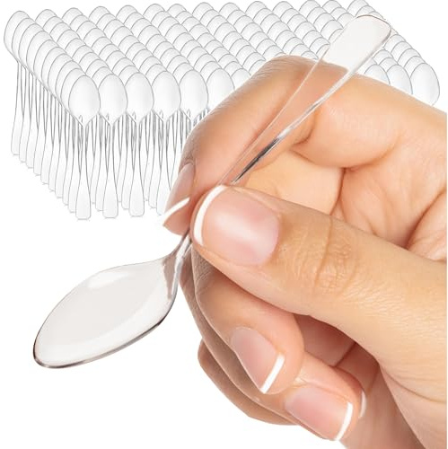 Mini Appetizer & Dessert Spoons - Clear Plastic Tasting Spoons Pack of 500