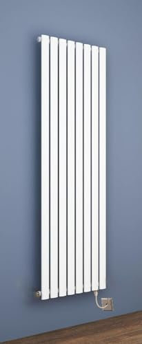 Greenedhouse 1800 H x 420 W Electric White Single Panel Vertical Oval Tube Radiator Tall Column Radiator