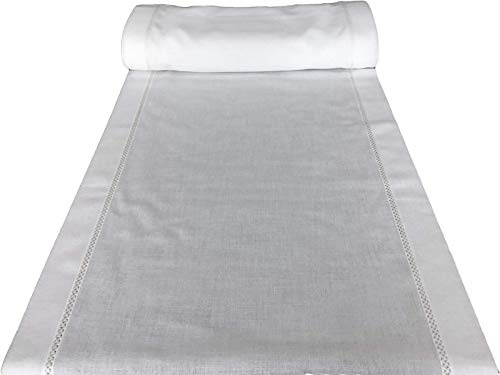 Telas para visillos para ventana-Tela por metros para cortinas media ventana y visillos -Ancho de 30 a 120 cm. tejido efecto lino blanco natural (Ancho 62 cm)