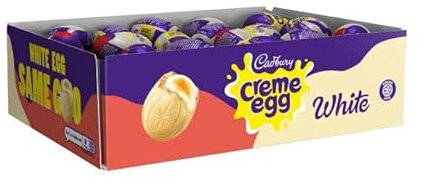 Cadbury Creme Egg - Easter Eggs White Chocolate, Cadburys Creme Eggs, With Cadbury White Creme Eggs - 48 White Creme Egg, Cadbury Eggs For Easter Egg Hunt, Kids Easter Eggs (48 x White Creme Eggs)
