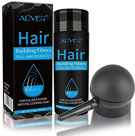 Hair Fibers for Thinning Hair With Spray,Undetectable Natural Formula,Thicker Fuller Hair in 15 Seconds,Instantly Conceal & Thicken Thinning or Balding Hair Areas,For Men&Women，Black