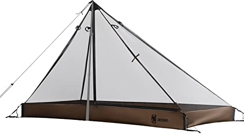 OneTigris Mesh Teepee Tent, Ultralight 1 Person Screen Room with Waterproof Bathtub Floor for Outdoor Camping Hiking Backpacking Bushcraft Tarp Hot Tent Shelter