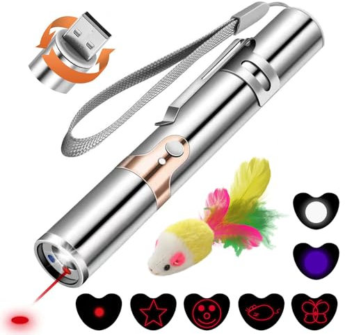 YYCAT Cat Toys for Indoor Cats Kittens,7 in 1 Function,Rechargeable Interactive Cat Toy Wand with a Free Toy Mouse