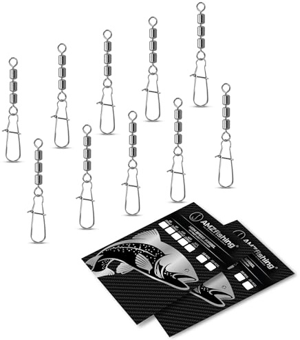 AMZfishing® 10x Girelli High-Speed con Moschettone Fastlock | Girelli Tripli | Girelli da Pesca | Girelli per trote | Accessori da Pesca | Esche per trote | Assortimento di girelli (10, 12)