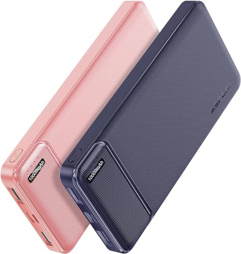 AsperX 2-Pack Power Bank Portable Charger Fast Charging 10000mAh, PowerBank USB C Input and Output, Battery Pack Compatible with iPhone, Samsung, Huawei, iPad, Tablets and More