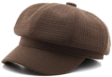 Skärmmössa för damer, ballongmössa, basker vintage, ledig basker bakerboyhatt, vintermössa, kaffe, 56 cm