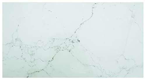 Lechnical Piano Tavolo 120x65 cm 8 mm in Vetro Aspetto Marmo, Piano del Tavolo Ripiano Superiore, Piano di Appoggio per Tavolo, Bianco