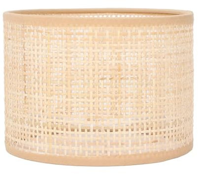 Rotin Abat-Jour Vintage Lustre Suspension Cylindre pour Lampe De Table et Lampadaire E27/E14