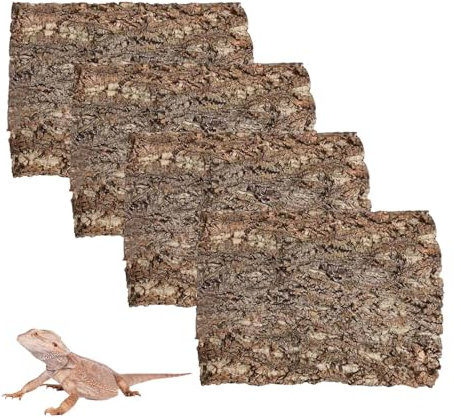 4PCS Cork Terrarium Background 15.7x11.8in Natural Cork Large Bark Climbing Mat Habitat Decoration Chameleons, Lizards, Turtles Glass Jar Decoration