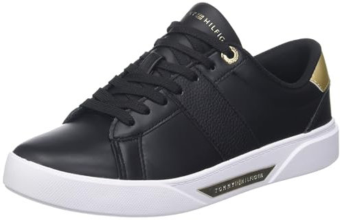 Tommy Hilfiger Damen Court Sneaker Chic Panel Court Sneaker aus Leder, Schwarz (Black), 38