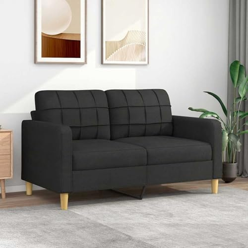 Gecheer Soffa, 2-sits, 120 cm, modern, vadderad bäddsoffa, för vardagsrum/kontor, modern tygsoffa, svart