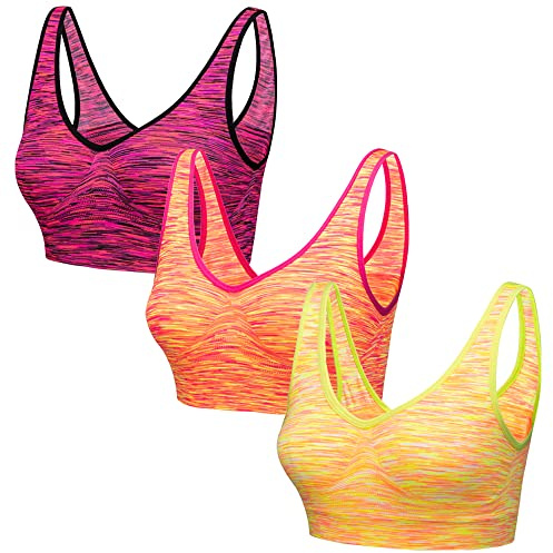 Blu Apparel Seamless Comfort Stretch Bra Marl 3 9 Pack Multiapack Bras Sleep Maternity Bras No Pads No Underwire (UK, Alpha, 5XL, Regular, Regular, Blush/Orange/Yellow)