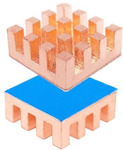 Haojiaho Kühlkörper, Reinem Kupfer, 15 x 15 x 6 mm, Kühlkörper mit Wärmeleitpads, Kühlkörper für CPU, IC Chip, Leiterplatte, Präzisionsgeräte, Kühlung, 2 Stück