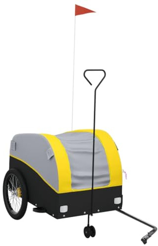 vidaXL Rimorchio da Bici Nero e Giallo 45 kg in Ferro