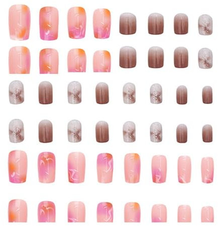 Pack De 2 Ongles Portables, Faux Ongles Coupe Européenne, Ongles Français, Faux Ongles Nus, Faux Ongles À L’Encre