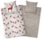 Aminata kids Biber Hirsch-Motiv Bettwäsche 135x200 Baumwolle Grau Rot - Winter Bettwäsche Warm - Weihnachten Winter-Bettwäsche - Elch Rentier Kinder Erwachsene warm weich