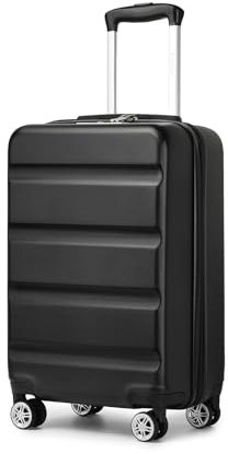 KONO Koffer Trolley Handgepäck Kabinenkoffer Leichte Hartschalengepäck mit TSA-Schloss und doppelte Spinnrollen für Reisen und Business 55x35x22cm, Schwarz