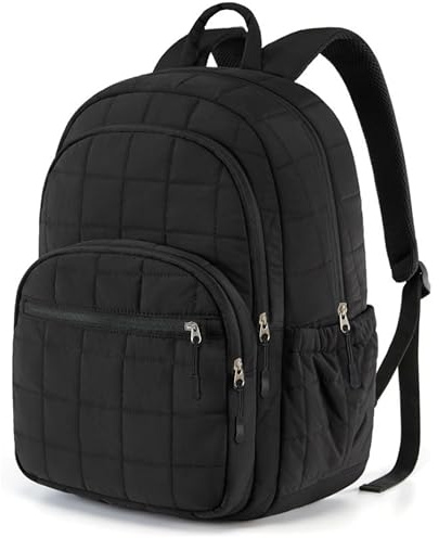 Neisee 15.6 pulgadas Mochila para ordenador portátil para las mujeres Viajes de trabajo acolchado mochila de día casual moda bolso repelente al agua, Negro