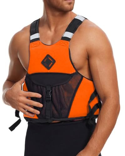 Genérico Traje de baño Talla Grande Mujer Chaleco Salvavidas Alta flotabilidad Kayak Tiras Reflectantes Cremallera Correas Ajustables Bolsillos Grandes Chaqueta Impermeable Todas Estaciones