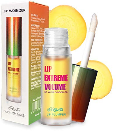 GL-Turelifes Lip Plumper Lipgloss, Ginger Mint Lip Balm Plumper Lip Extremes Volumen, Enhancer Hydrated Lips, Feuchtigkeitsspendende, Beseitigung von Trockenheitsfalten (Gelb)