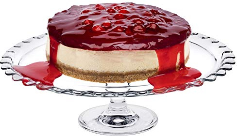 Large 38cm Clear Glass Footed Round Server Cake Muffin Stand Centrepiece