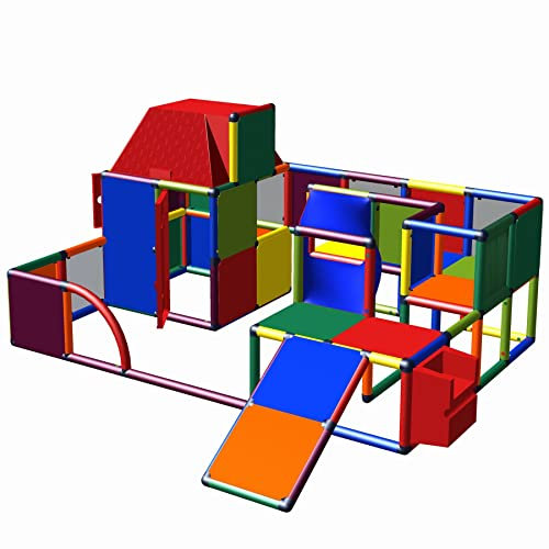 Move and stic - Spiellandschaft Lara mit Spielhaus, Krabbelröhre und Rutsche für den Garten oder das Kinderzimmer 6019