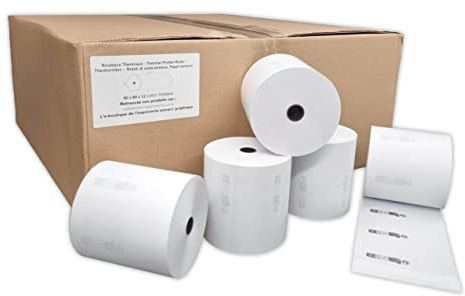 5 Rouleau Papier Thermique 80 x 80 x 12 mm Bobine thermique avec Logo TRIMAN de Recyclage pour imprimante de tickets de caisse Papier Thermique 55g sans bisphénol A Conforme à Législation Tri AGEC