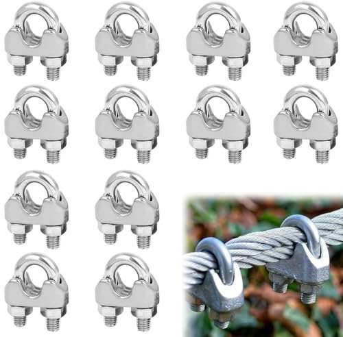 12 Stück Drahtseilklemme 2mm Edelstahl M2 Bügelseilklemme, Seilklemmen 2mm, Drahtseilklemme 2mm, M2 Drahtseilklemmen, Seil Bügelseilklemme, für Drahtseil Seilklemme Klemme Wäscheleine Markise