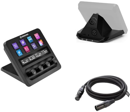 Elgato Stream Deck + - XLR Dock, Microphone Cable Bundle - Audio Mixer, Production Console & Studio Controller - XLR-to-USB Mic Interface, Shielded Cable, Mac/PC
