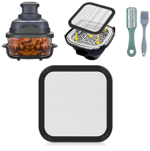 HA BIN Pare-éclaboussures Magnétique en Inox pour Friteuse à Air Ninja Crispi FN101 – Accessoire Airfryer Anti Graisse avec Grille Fine, Protection Chauffante et Nettoyage Facile (1PCS)
